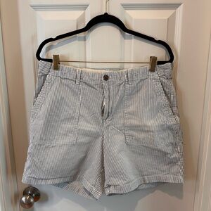 GAP Girlfriend Chino Shorts Size 12 Blue White Stripe Casual Summer
